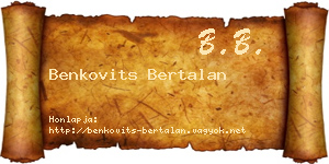 Benkovits Bertalan névjegykártya