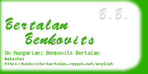 bertalan benkovits business card